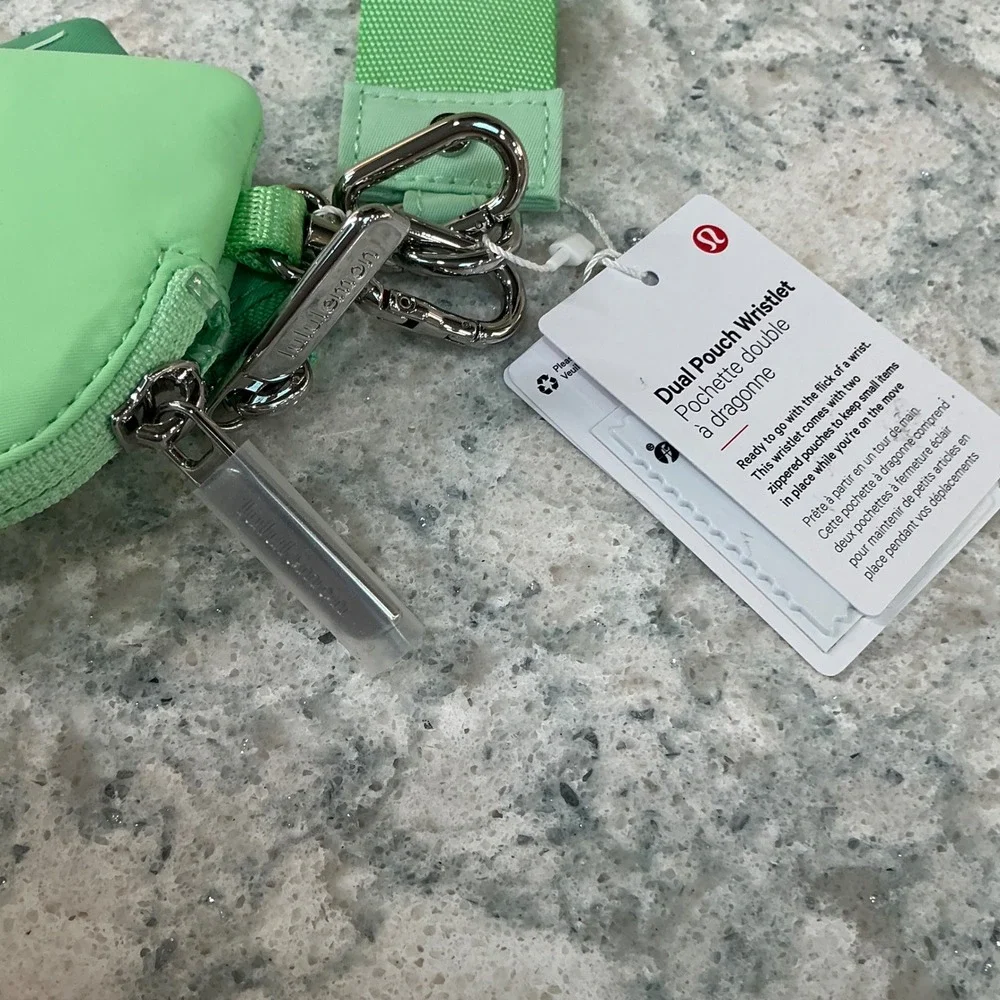 lululemon Dual Pouch Wristlet O/S Raceway Green Citra Lime Retired New